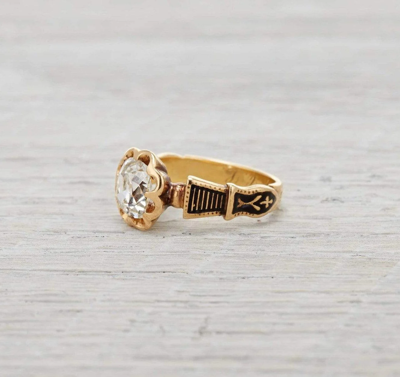 1.38 Carat Victorian Cushion Cut Diamond Engagement Ring