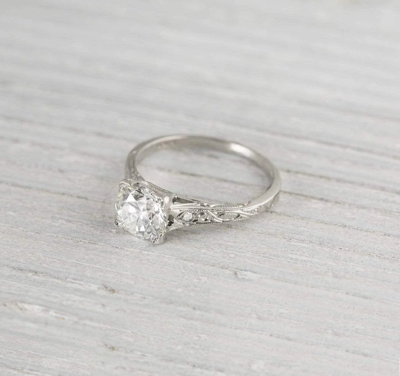 1.42 Carat Vintage Art Deco Diamond Engagement Ring