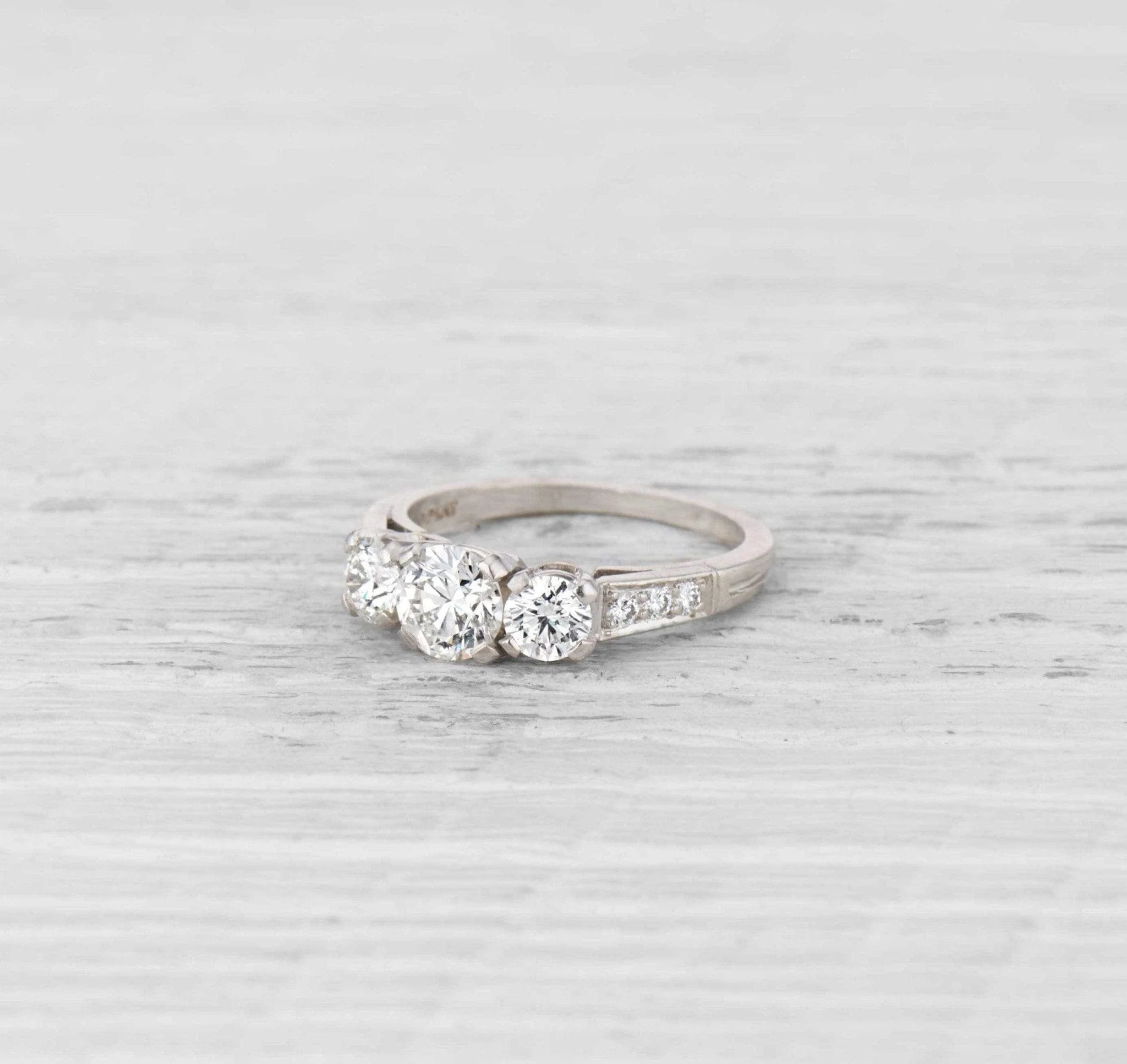 0.68 Carat Retro Tiffany & Co. Three Stone Diamond Engagement Ring