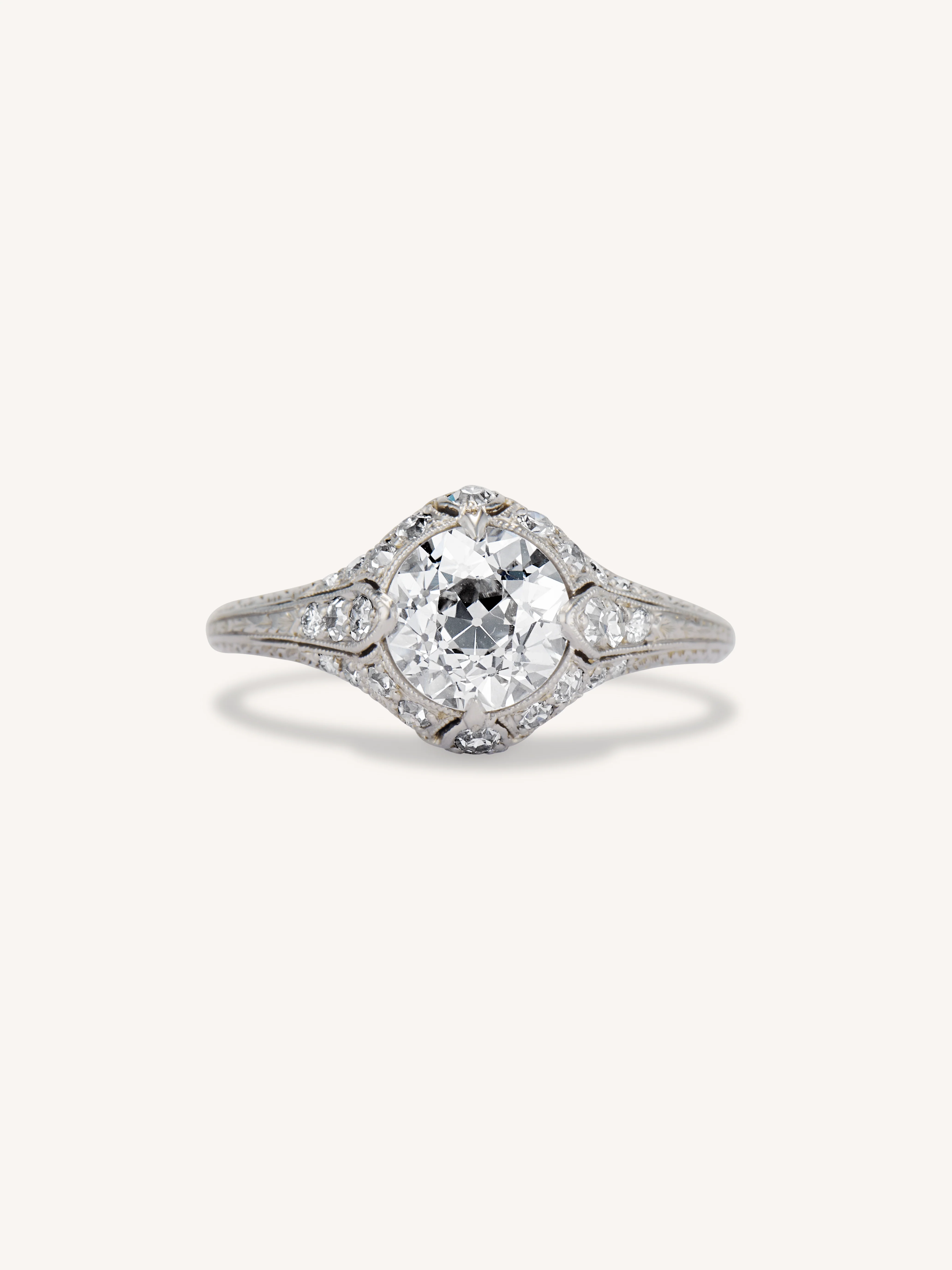 Art Deco 1.09 Carat Old European Cut Diamond Engagement Ring