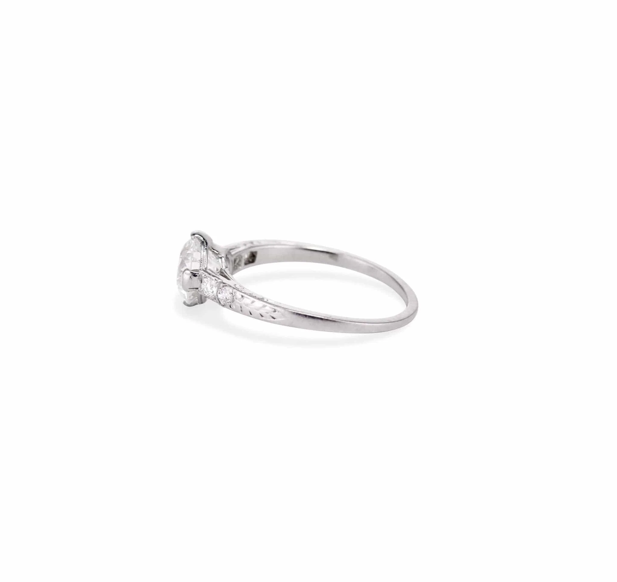 Art Deco 1.26 Carat Old European Cut Diamond Engagement Ring - Image 3