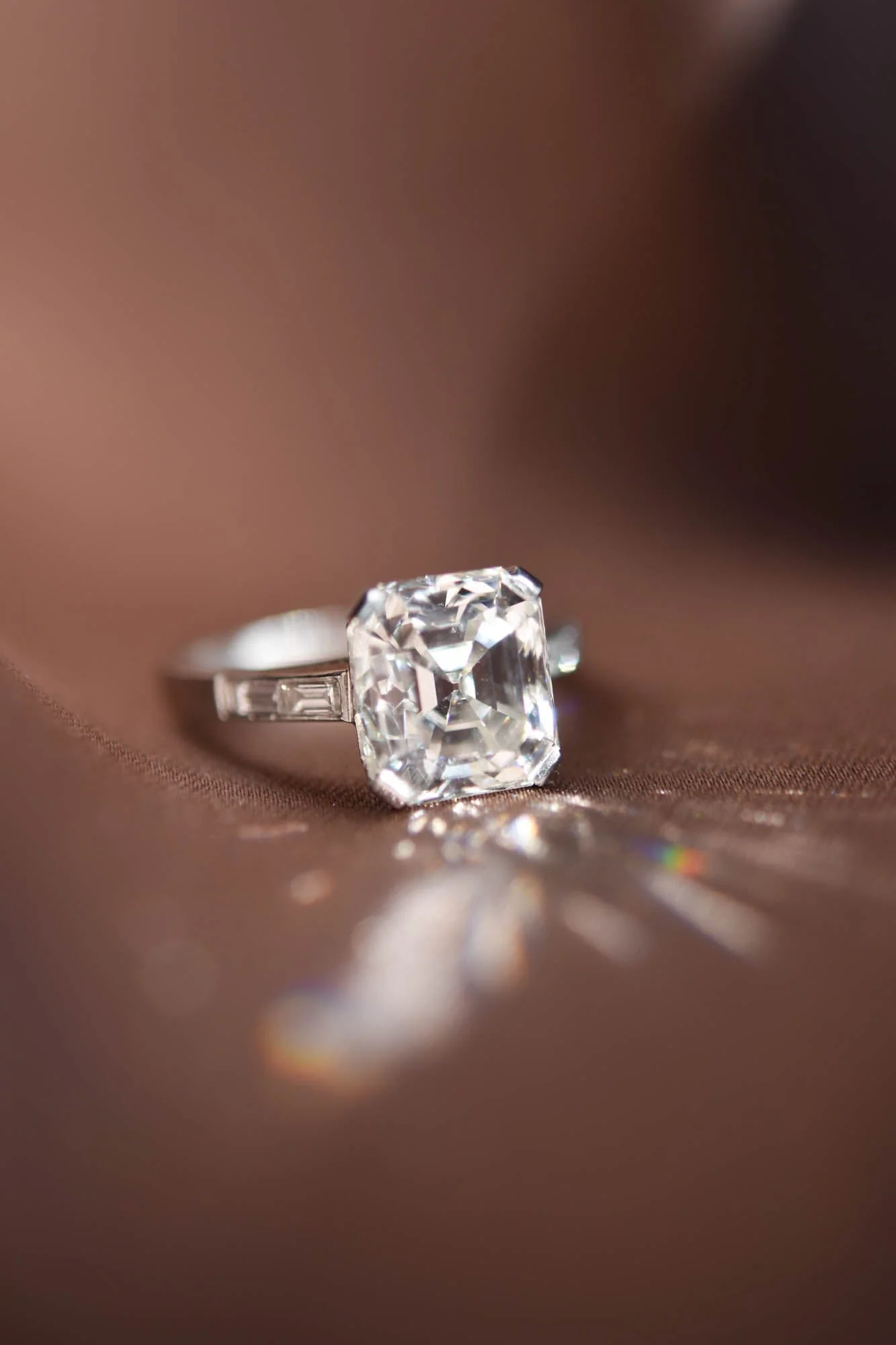 Art Deco 4.43 Carat Square Emerald Cut Diamond Vintage Engagement Ring - Image 9