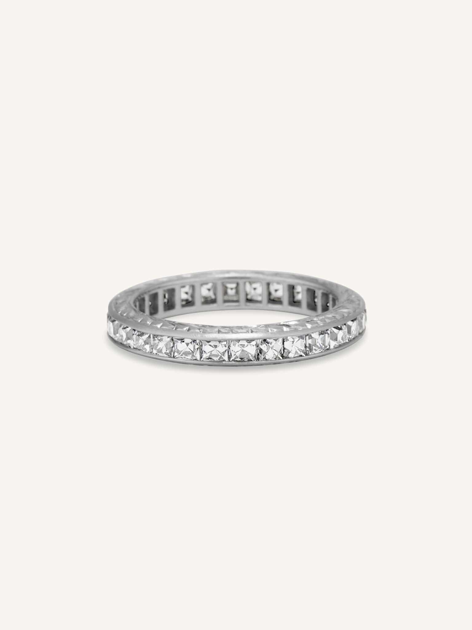 Art Deco French Cut Diamond Eternity Wedding Band