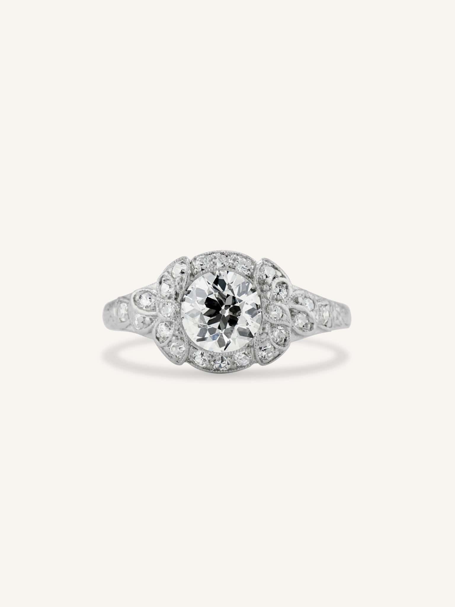 Art Deco Old European Cut Diamond Vintage Engagement Ring
