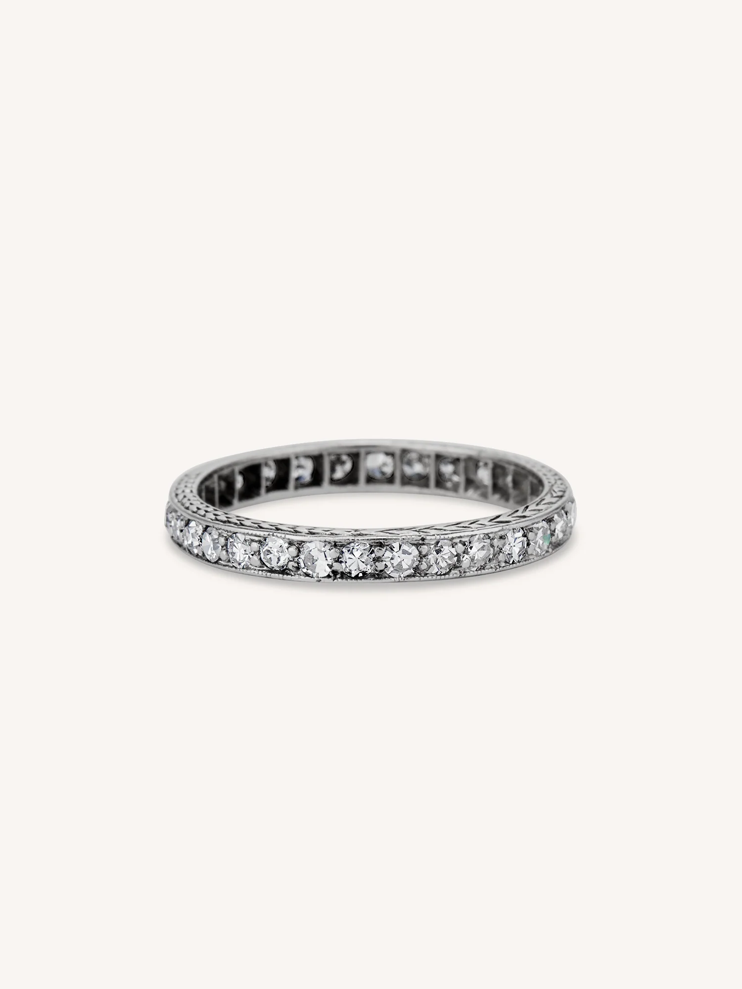 Art Deco Platinum Vintage Diamond Eternity Wedding Band - Size 5.25