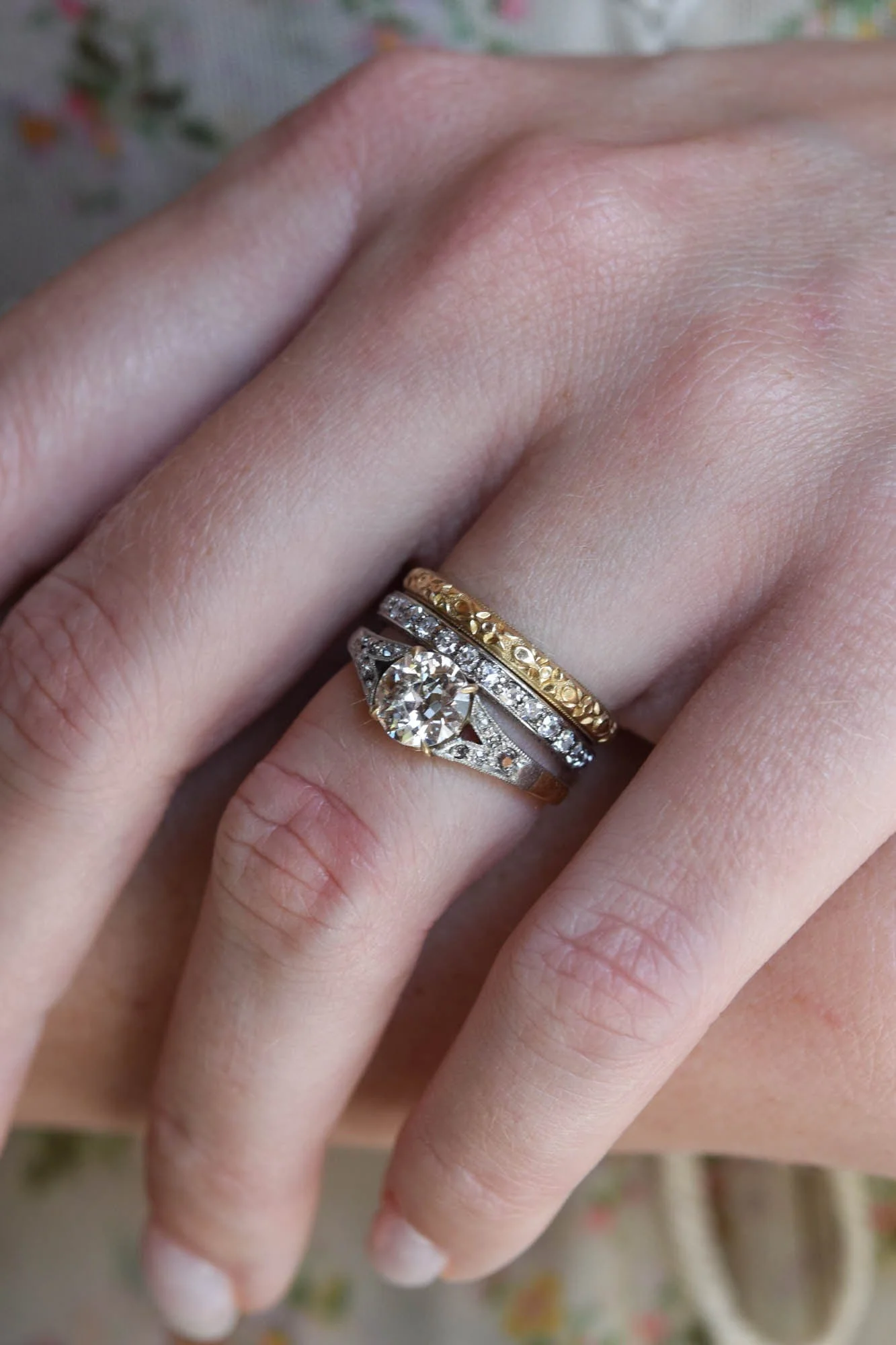Art Deco Platinum Vintage Diamond Eternity Wedding Band - Size 5.25 - Image 3