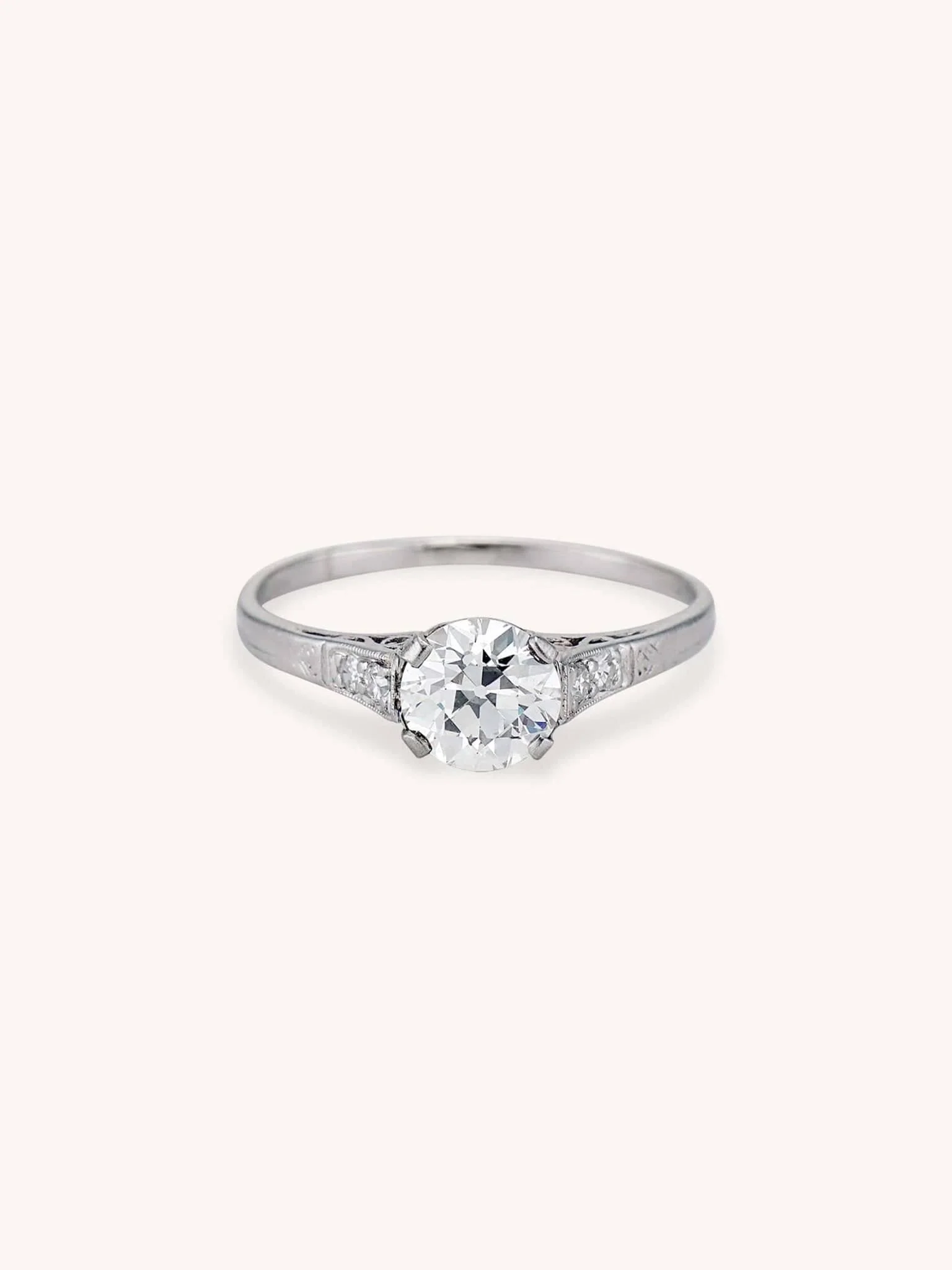 Edwardian 1.13 Carat Old European Cut Diamond Engagement Ring