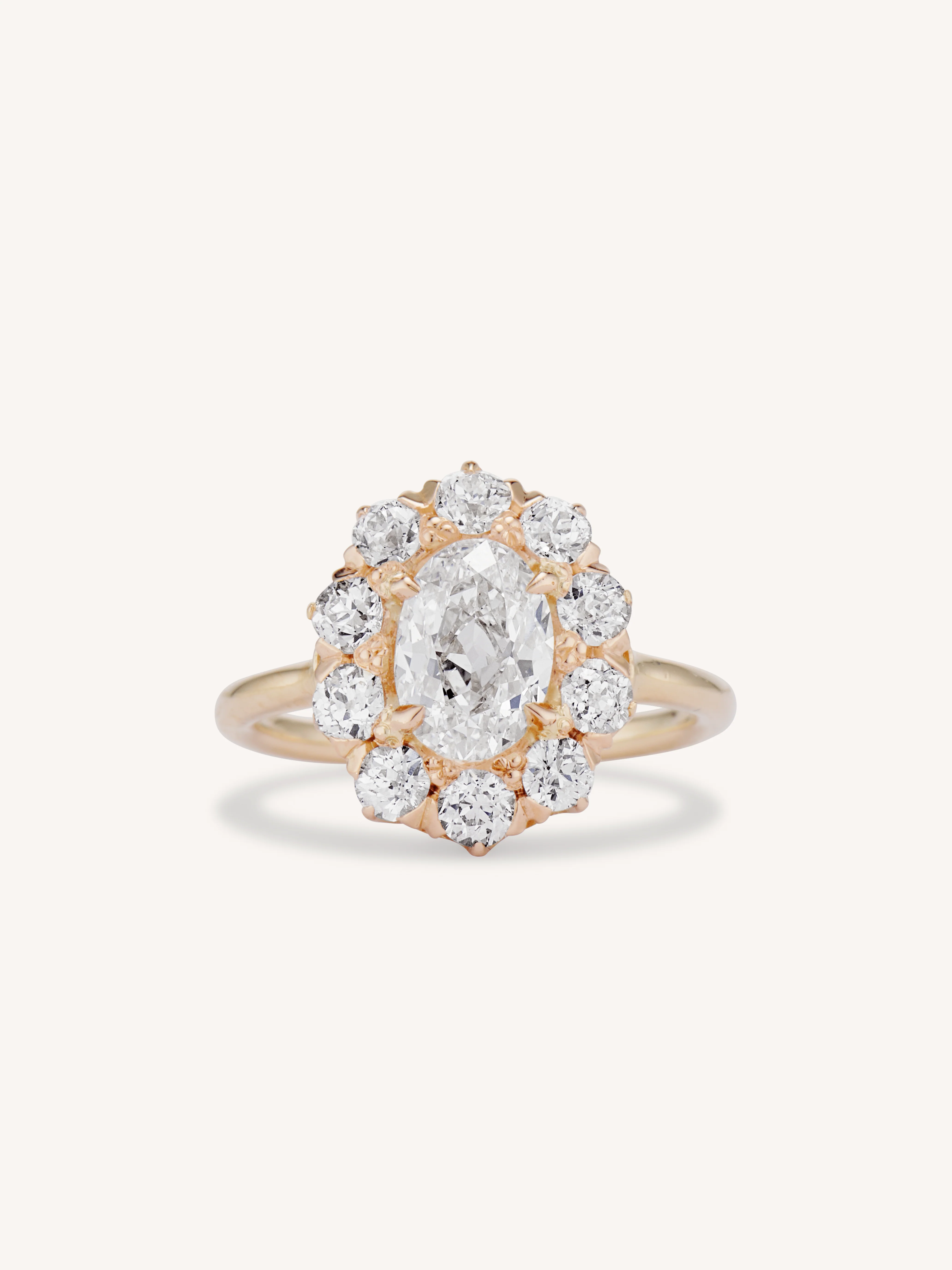 Edwardian 1.13 Carat Oval Shaped Diamond Cluster Vintage Engagement Ring