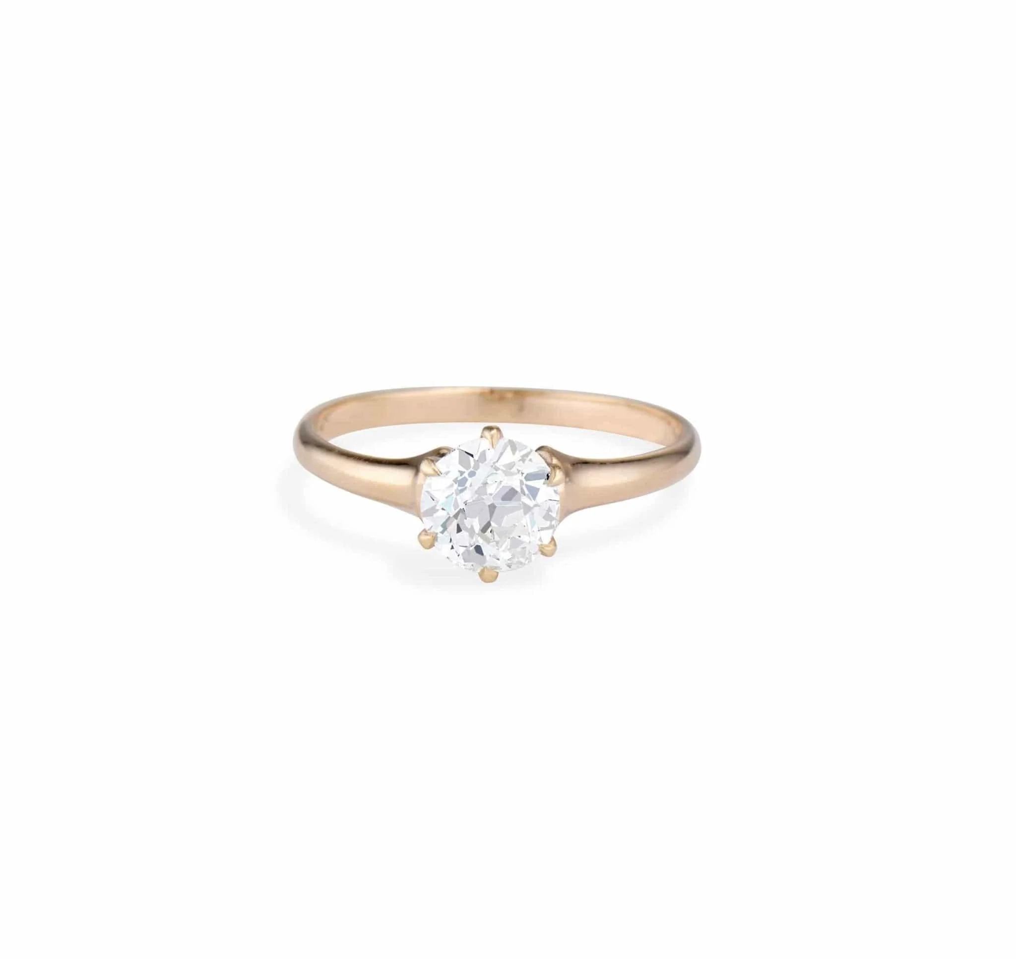 Edwardian .73 Carat Old European Cut Diamond Solitaire Engagement Ring