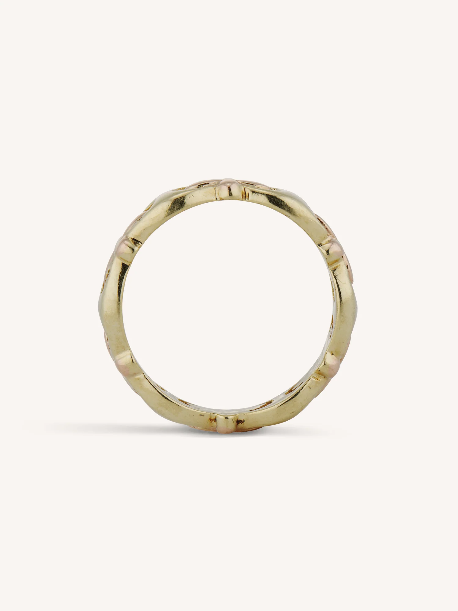 Jabel Retro Two-Tone 14k Gold Floral Vintage Band - Size 3.75 - Image 5
