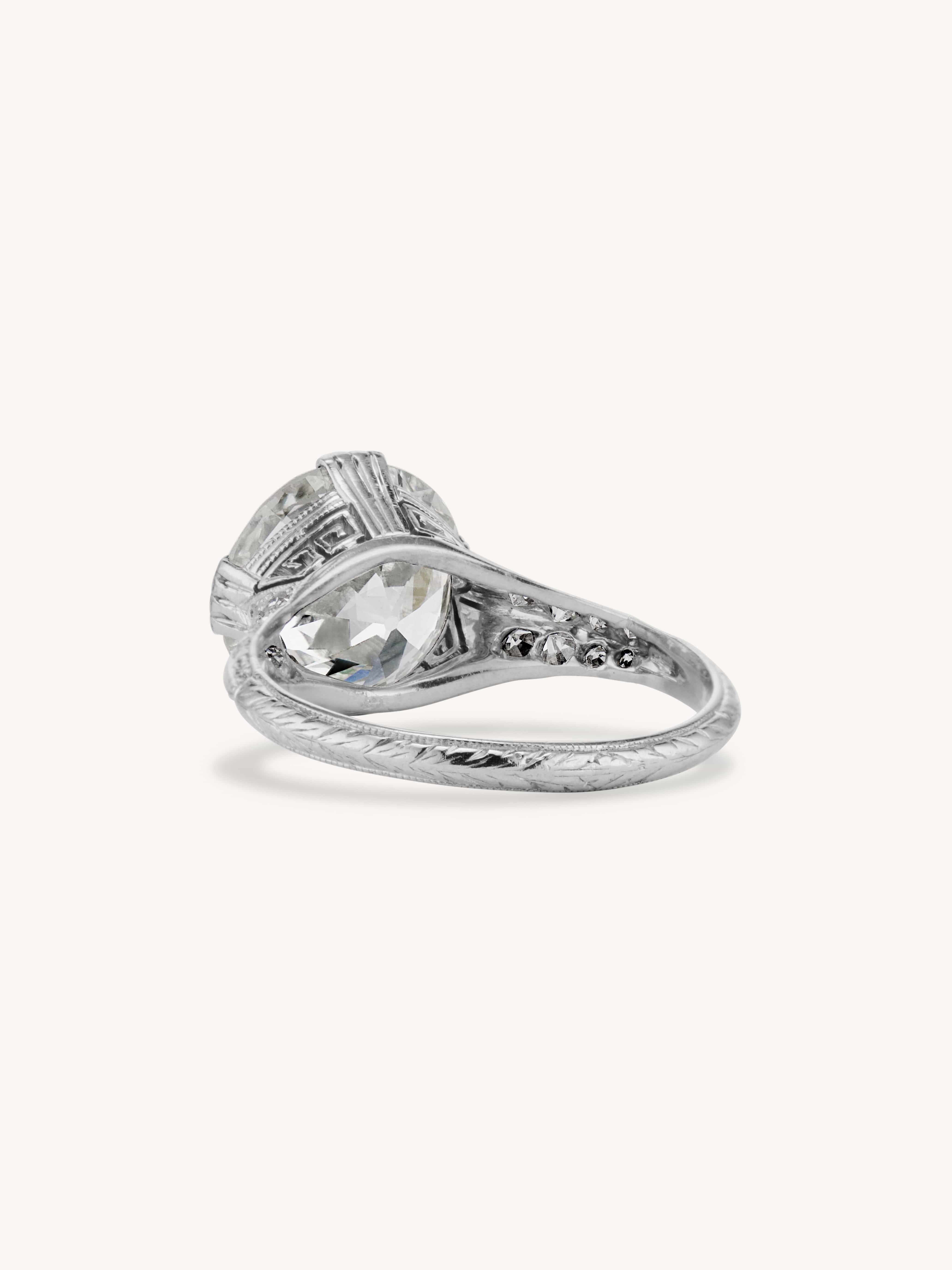 Art Deco Marcus & Co. 4.94 Carat Transitional Cut Diamond Vintage Engagement Ring - Image 5