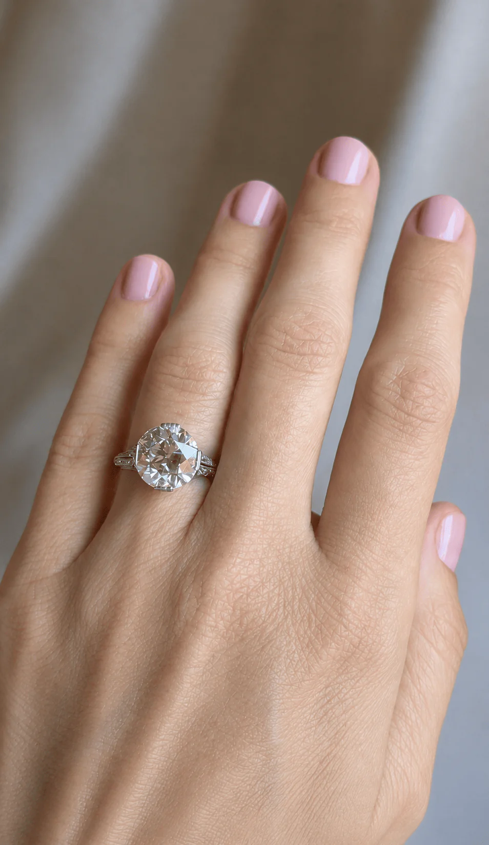 Art Deco Marcus & Co. 4.94 Carat Transitional Cut Diamond Vintage Engagement Ring - Image 6