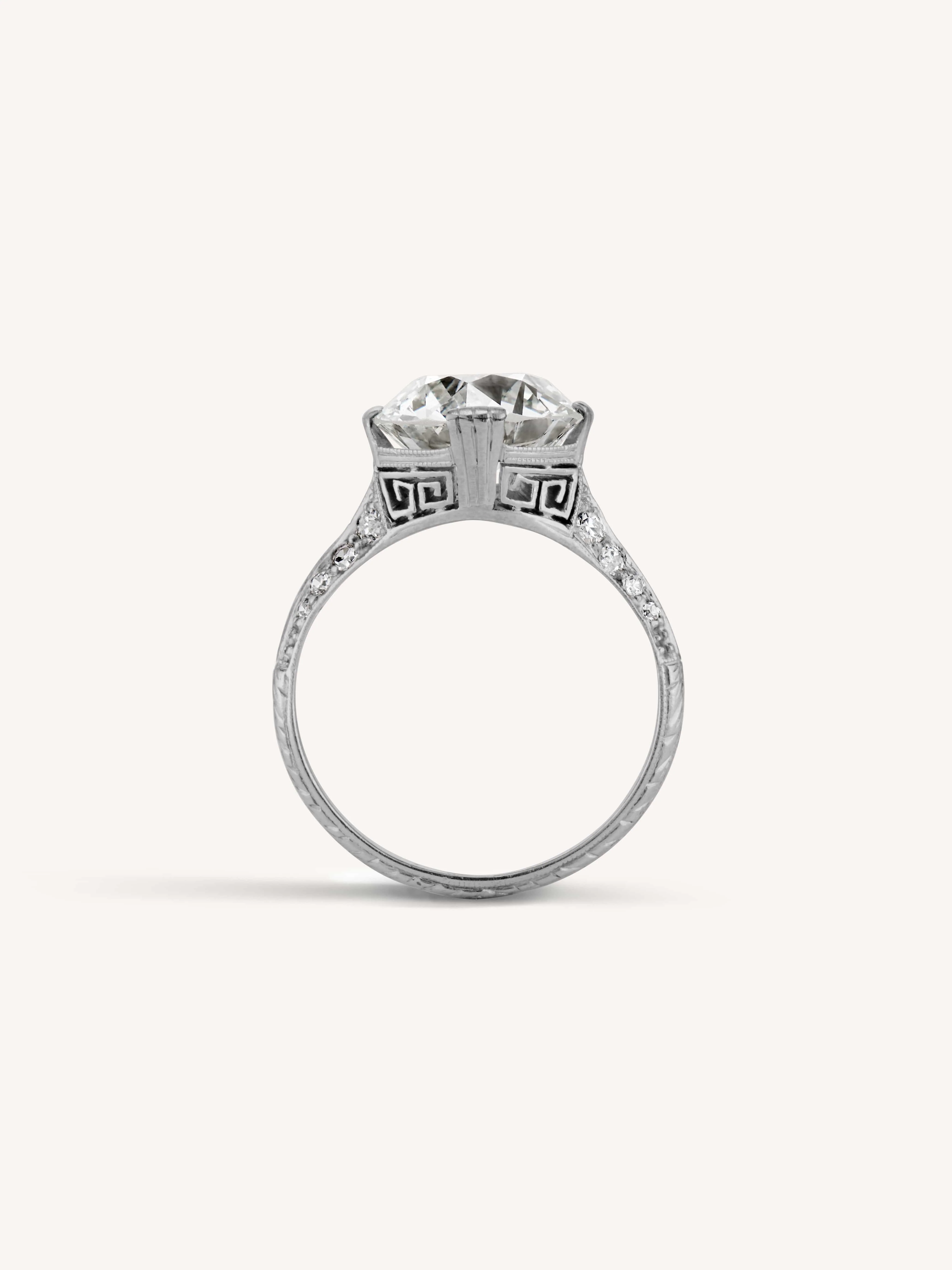 Art Deco Marcus & Co. 4.94 Carat Transitional Cut Diamond Vintage Engagement Ring - Image 8