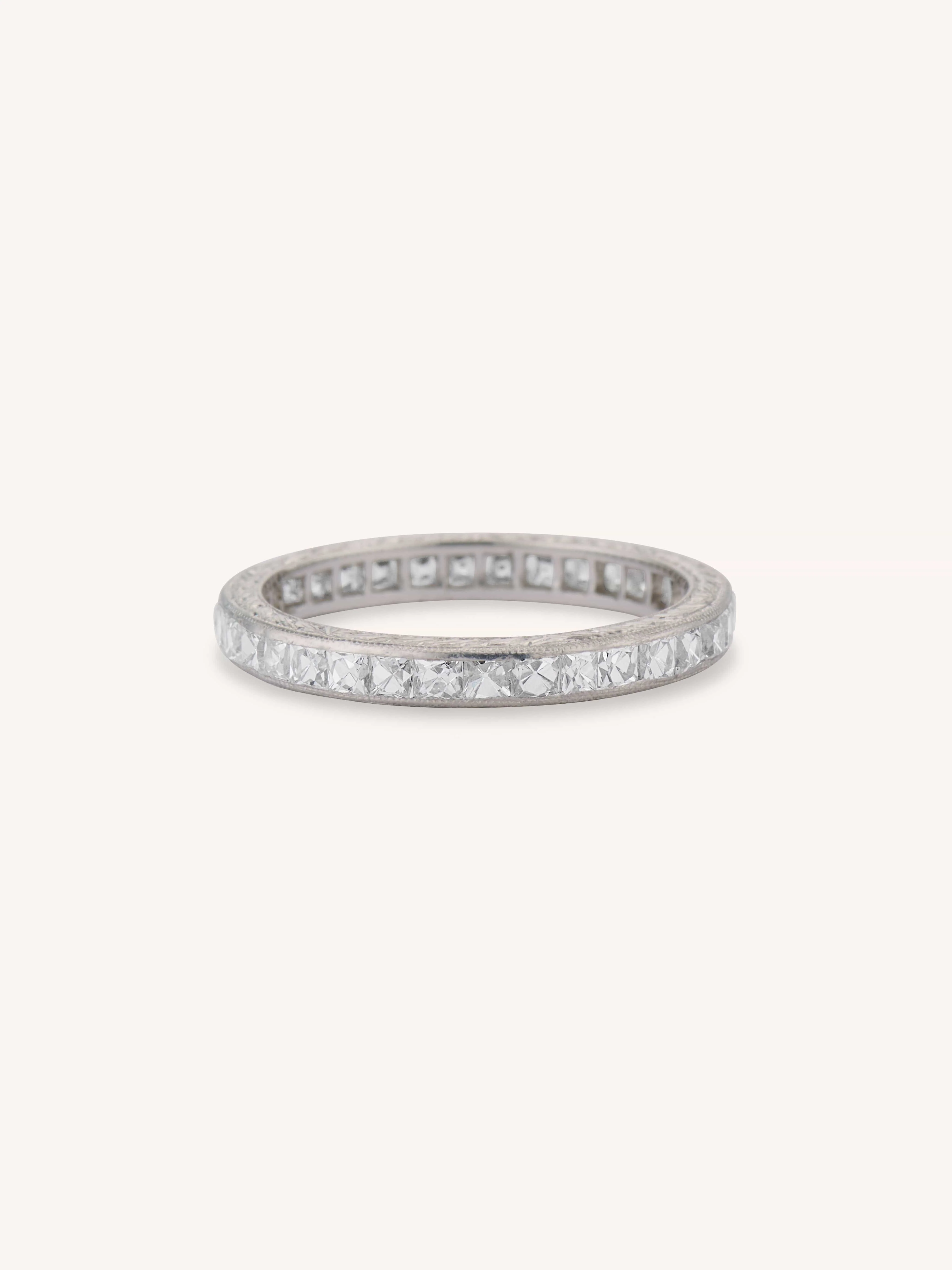 Tiffany & Co. 3 Carat Art Deco French Cut Diamond Platinum Eternity Band - Size 6.5