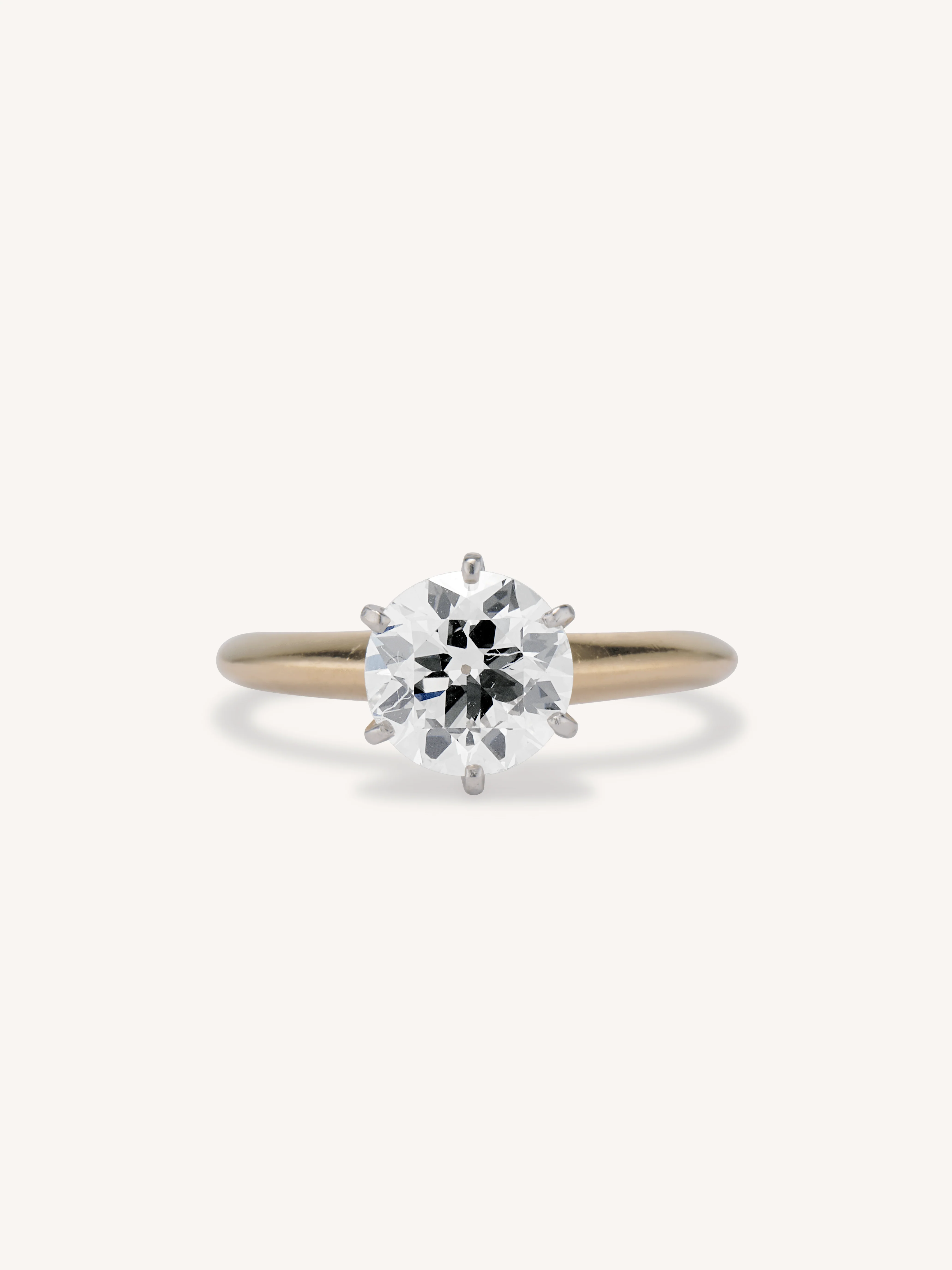 Tiffany & Co. Vintage 1.45 Carat Transitional Cut Diamond Solitaire Engagement Ring, Platinum & Gold
