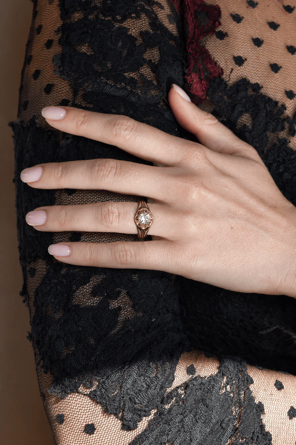 Victorian 1.07 Carat Old European Cut Diamond & Enamel Belcher Antique Engagement Ring - Image 3