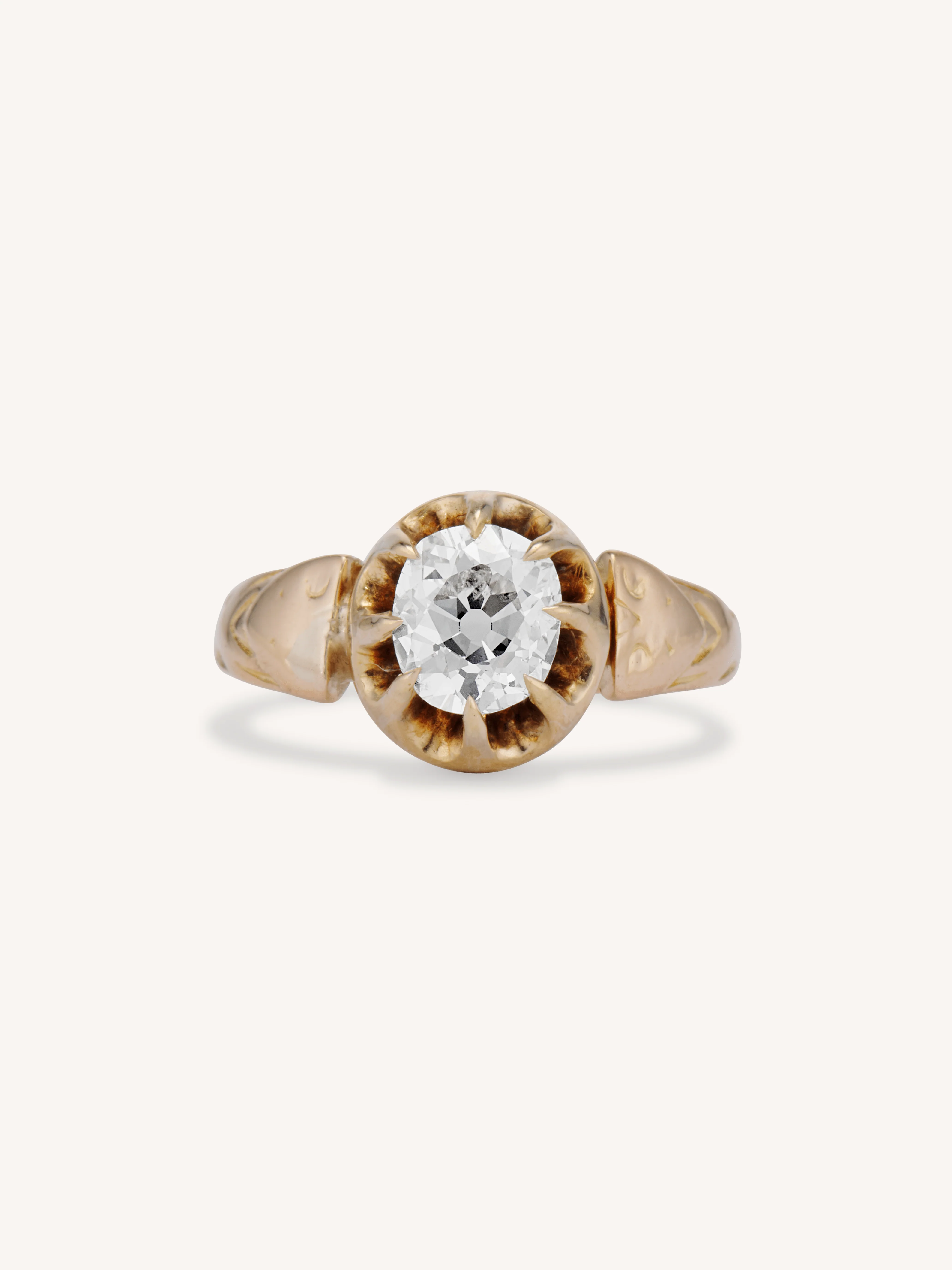 Victorian 1.25 Carat Old Mine Cushion Buttercup Belcher Engagement Ring