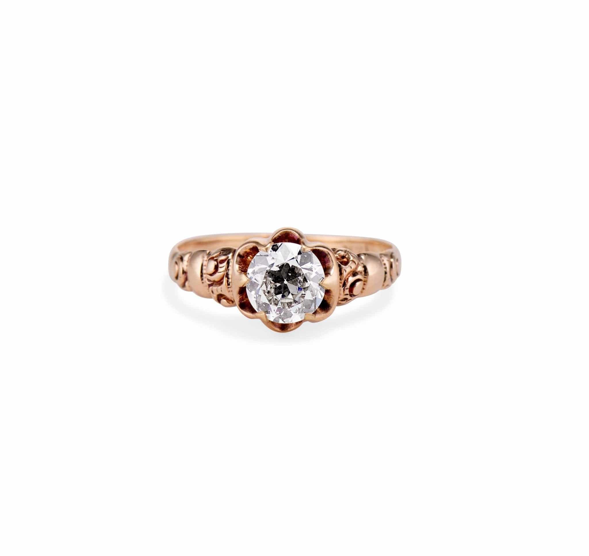 Victorian .84 Carat Old European Diamond and Gold Engagement Ring