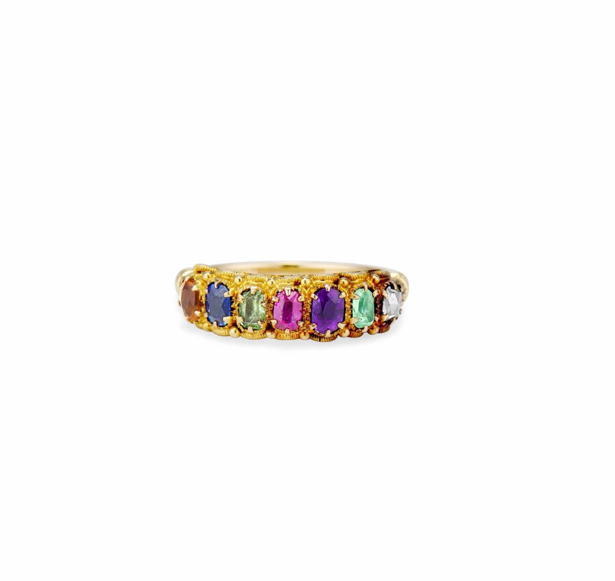Victorian Acrostic "Dearest" Gold Half Band