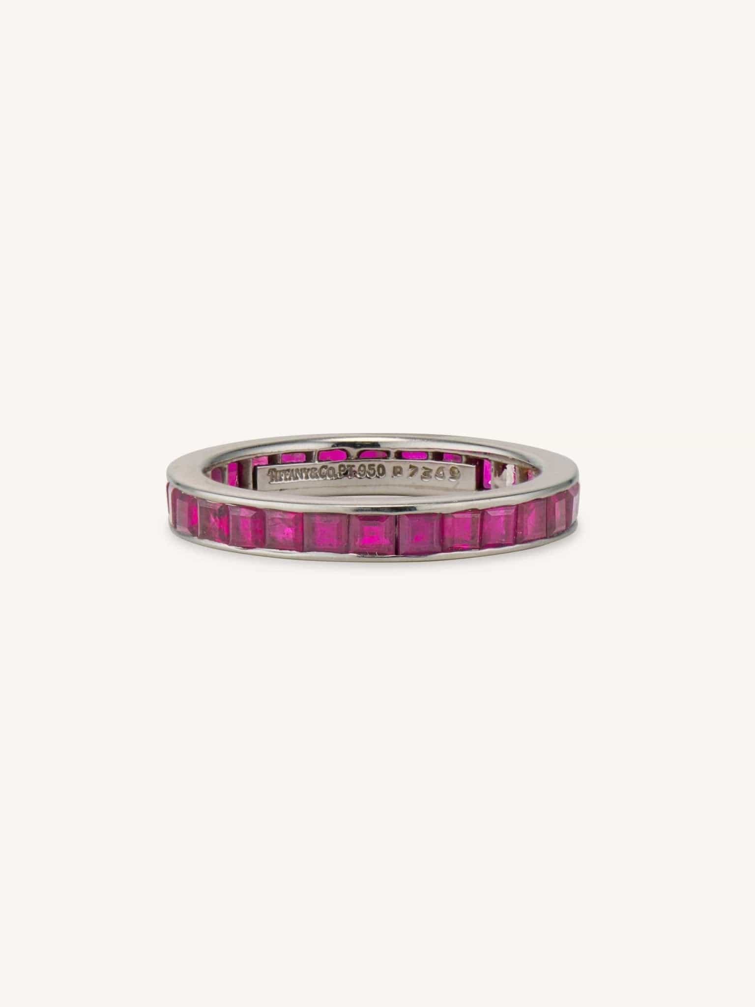 Tiffany & Co. Vintage Carré Cut Ruby Eternity Band Size 6.5