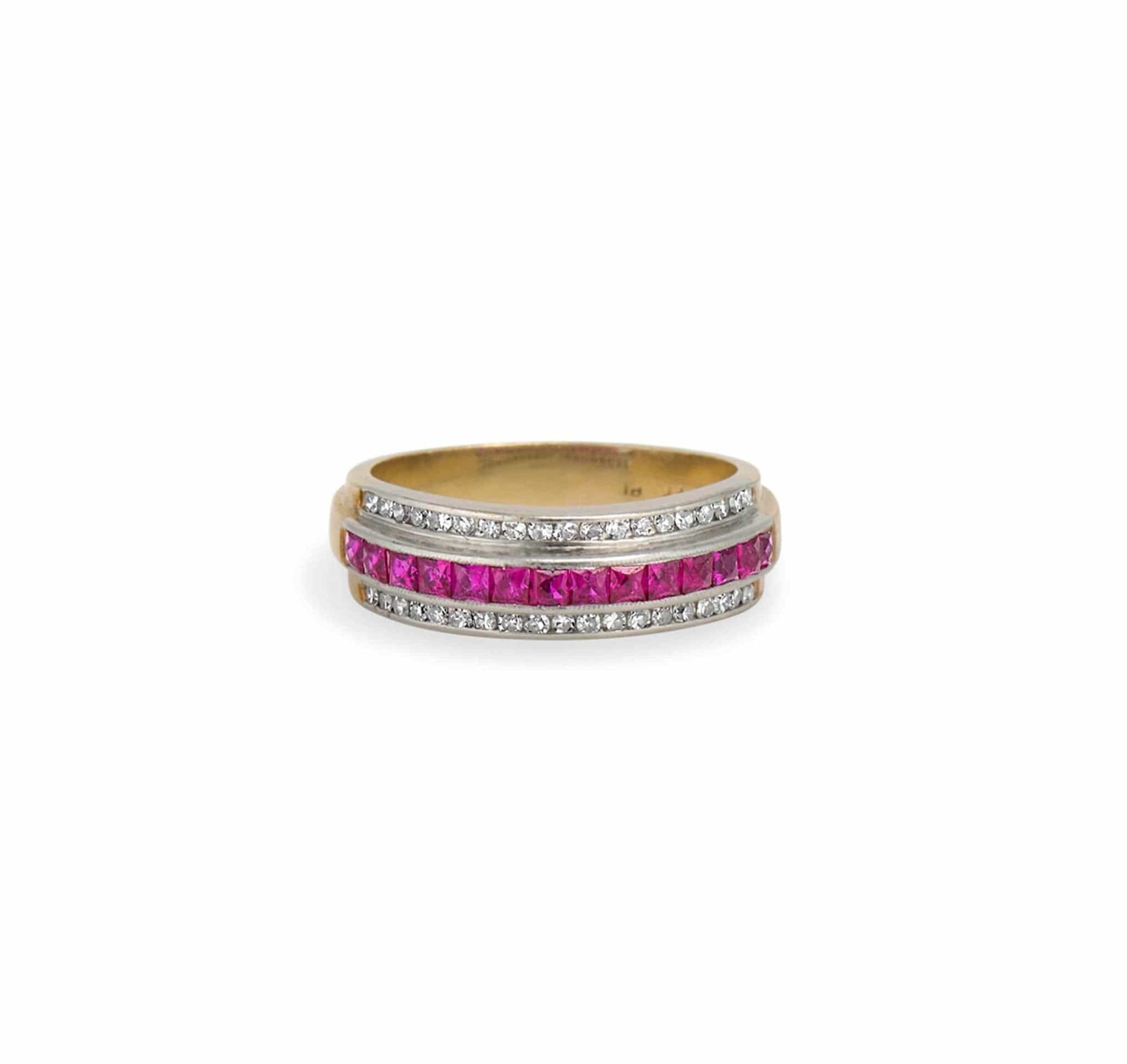Vintage Ruby and Diamond Band